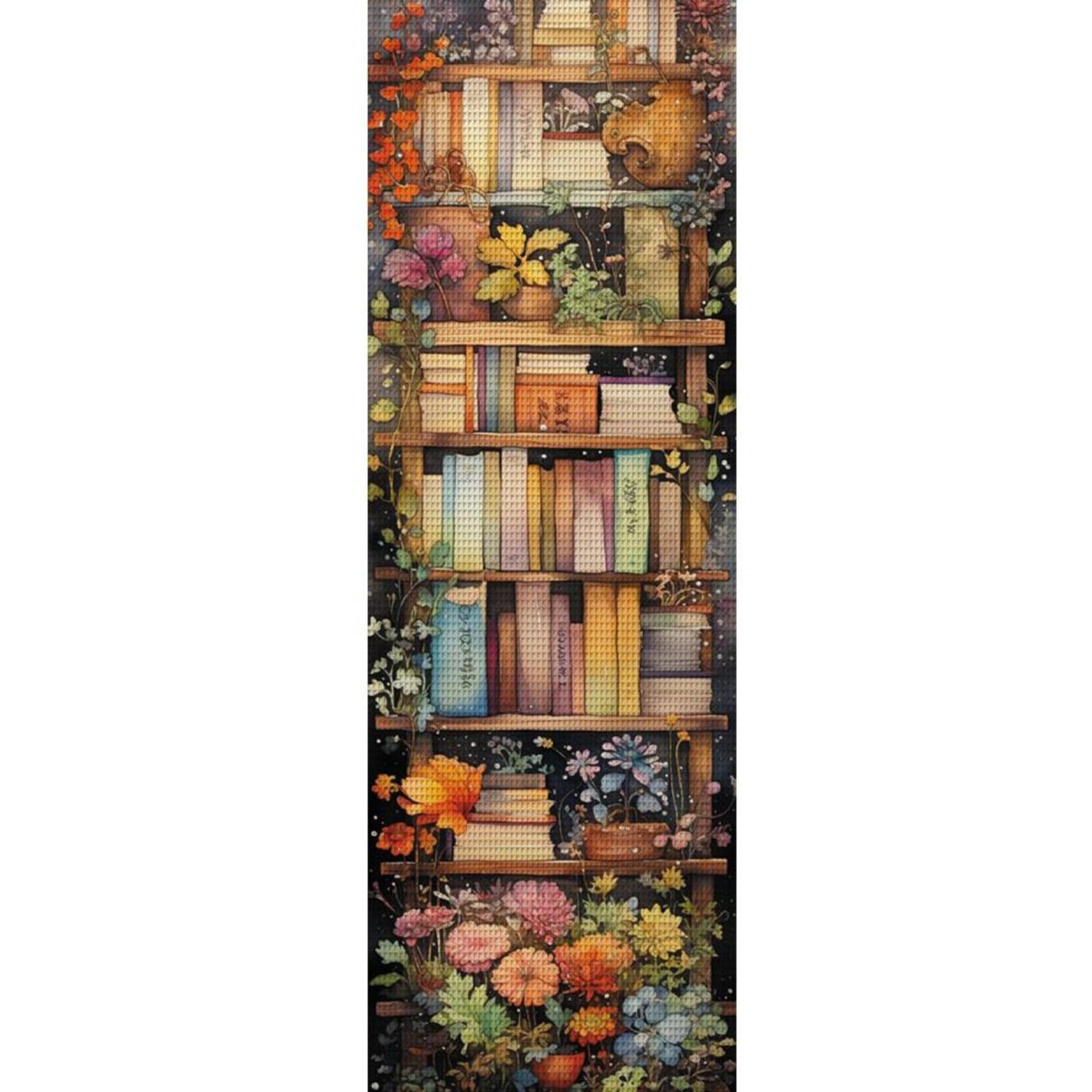Stack Of Flower Books - Full 11CT Stamped Cross Stitch 30x80CM - Huacan