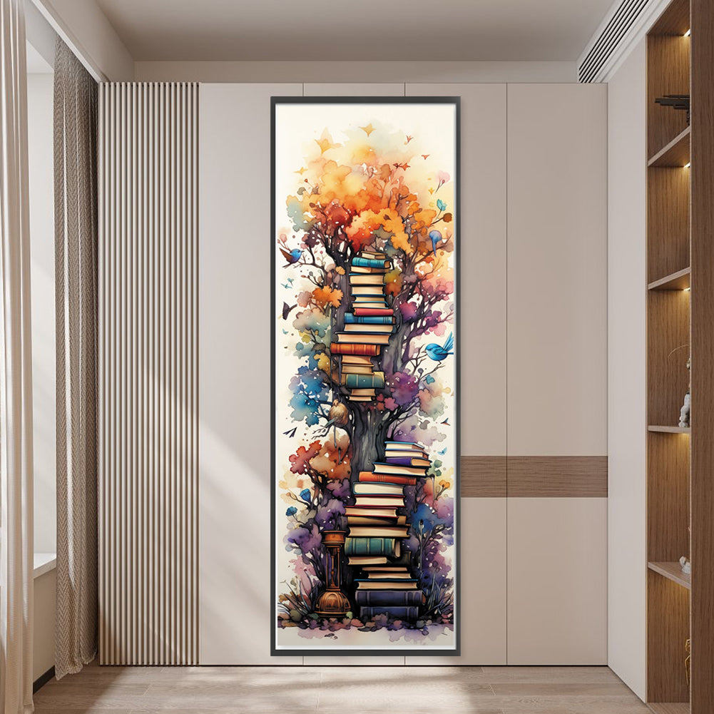 Stack Of Flower Books - Full 11CT Stamped Cross Stitch 30x80CM - Huacan