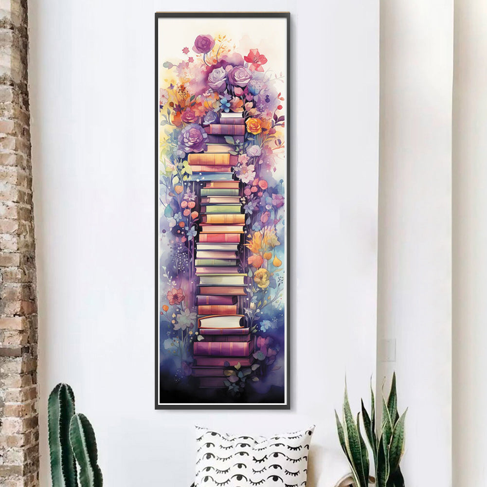 Stack Of Flower Books - Full 11CT Stamped Cross Stitch 30x80CM - Huacan