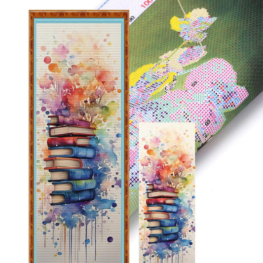 Stack Of Flower Books - Full 11CT Stamped Cross Stitch 30x80CM - Huacan