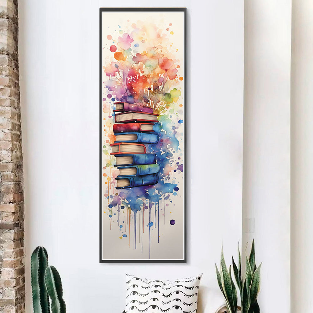 Stack Of Flower Books - Full 11CT Stamped Cross Stitch 30x80CM - Huacan
