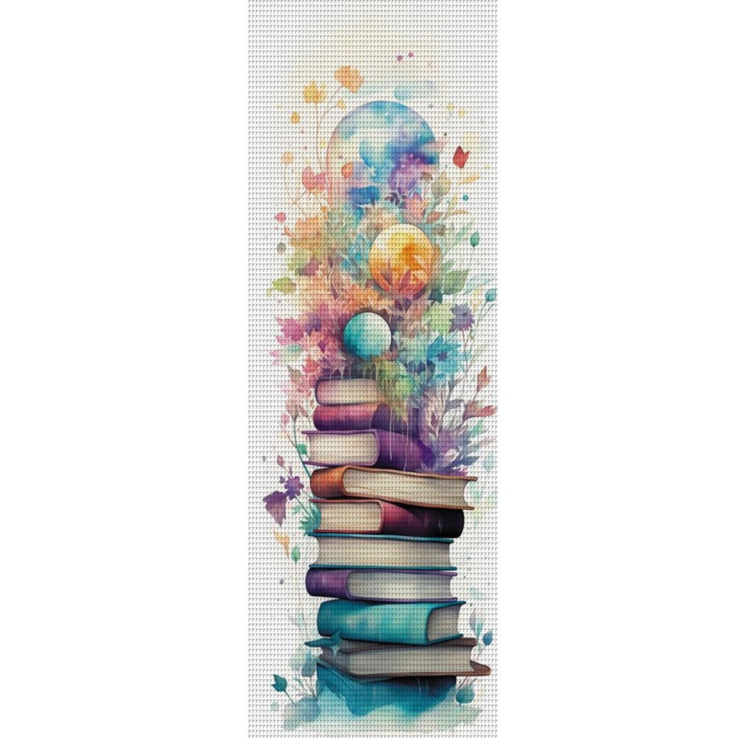 Stack Of Flower Books - Full 11CT Stamped Cross Stitch 30x80CM - Huacan