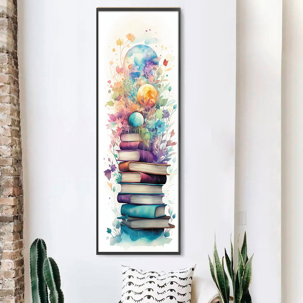 Stack Of Flower Books - Full 11CT Stamped Cross Stitch 30x80CM - Huacan