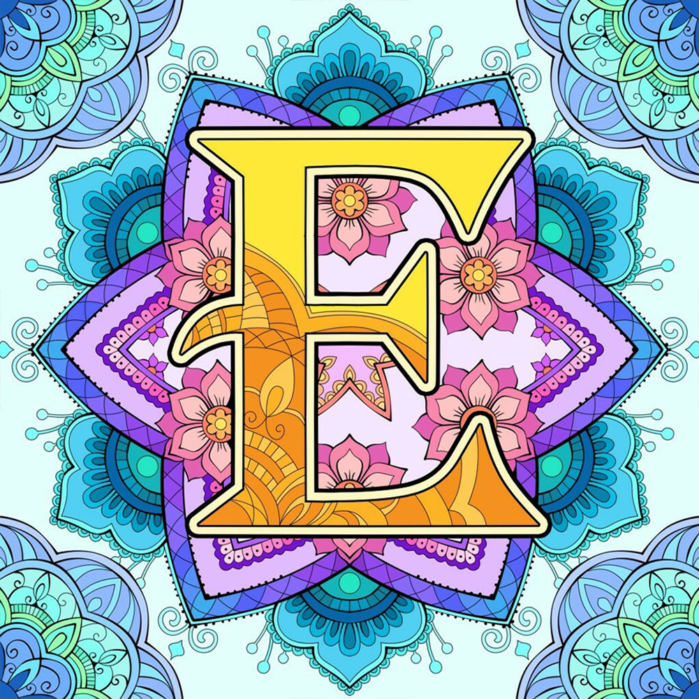 Mandala Letter E 30*30CM(Canvas) Full Round Drill Diamond Painting