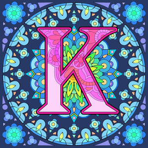 Mandala Letter K 30*30CM(Canvas) Full Round Drill Diamond Painting