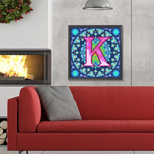 Mandala Letter K 30*30CM(Canvas) Full Round Drill Diamond Painting