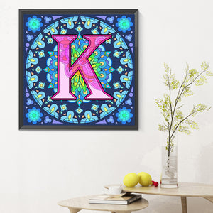 Mandala Letter K 30*30CM(Canvas) Full Round Drill Diamond Painting