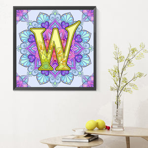 Mandala Letter W 30*30CM(Canvas) Full Round Drill Diamond Painting