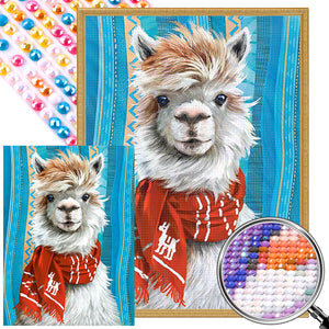 Alpaca With Scarf 40*55CM(Picture) Full Round Drill Diamond Painting