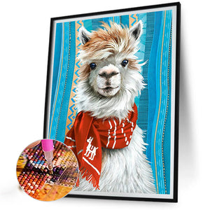 Alpaca With Scarf 40*55CM(Picture) Full Round Drill Diamond Painting
