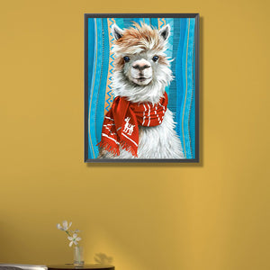 Alpaca With Scarf 40*55CM(Picture) Full Round Drill Diamond Painting
