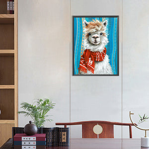 Alpaca With Scarf 40*55CM(Picture) Full Round Drill Diamond Painting