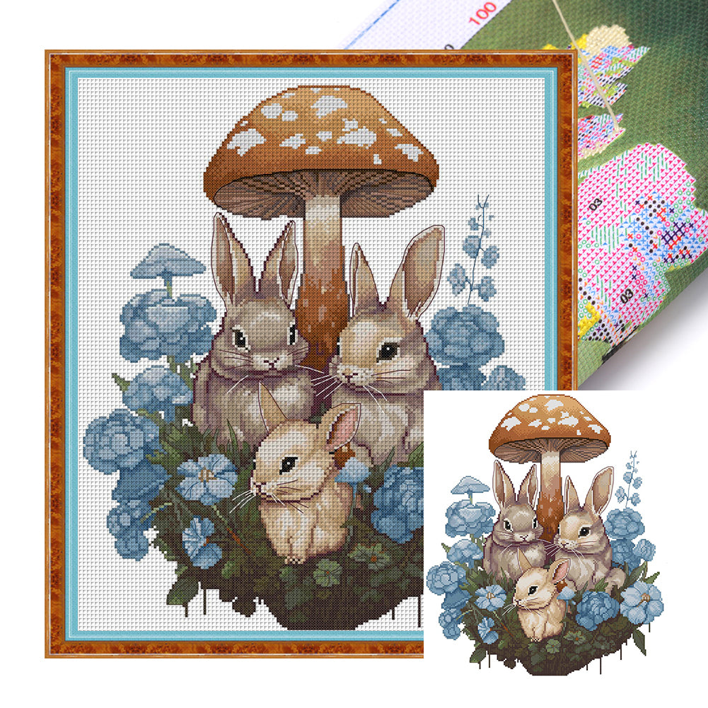 Joy Sunday - Rabbit Family - 40*47CM 14CT 2 Stamped Cross Stitch