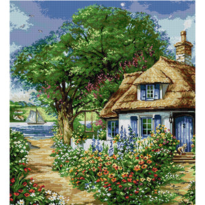 Joy Sunday - Riverside Cottage - 52*60CM 14CT 2 Stamped Cross Stitch