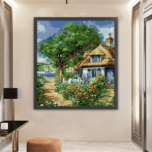Joy Sunday - Riverside Cottage - 52*60CM 14CT 2 Stamped Cross Stitch