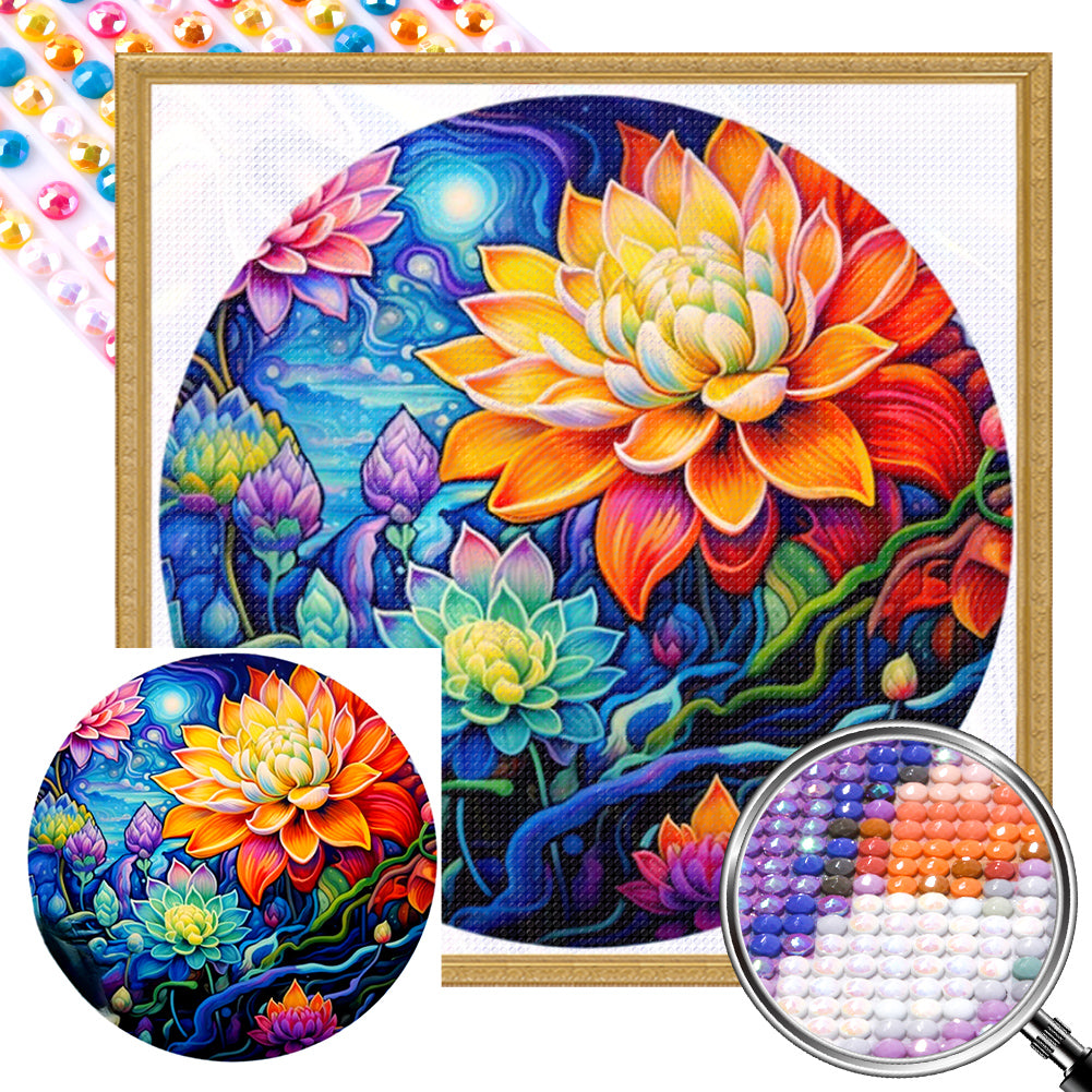 Lotus 30*30CM(Picture) Full Round Drill Diamond Painting