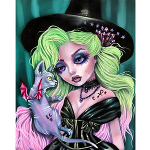 Girl With Green Hair 40*50CM(Canvas) Full Round Drill Diamond Painting