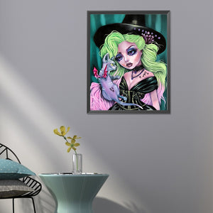 Girl With Green Hair 40*50CM(Canvas) Full Round Drill Diamond Painting