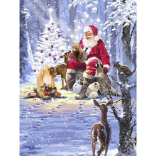Load image into Gallery viewer, Christmas Santa Claus And Small Animals 30*40CM(Canvas) Full Round Drill Diamond Painting
