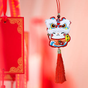 Spring Brand - Lion Dance DIY Scented Bag Embroidery Kit DIY Handcrafted Gifts (Lucky Cat #5)