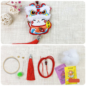 Spring Brand - Lion Dance DIY Scented Bag Embroidery Kit DIY Handcrafted Gifts (Lucky Cat #5)