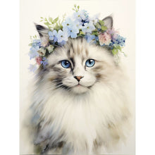Load image into Gallery viewer, Cat With Wreath 30*40CM(Canvas) Full Round Drill Diamond Painting
