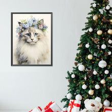 Load image into Gallery viewer, Cat With Wreath 30*40CM(Canvas) Full Round Drill Diamond Painting
