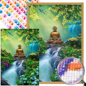 Buddha In The Forest 50*70CM(Picture) Full Round Drill Diamond Painting