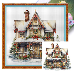 Huancan - Christmas Cottage - 50*50CM 14CT 2 Stamped Cross Stitch