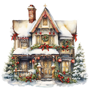 Huancan - Christmas Cottage - 50*50CM 14CT 2 Stamped Cross Stitch