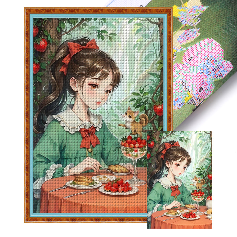 Yishu - Girl - 50*75CM 11CT 3 Stamped Cross Stitch