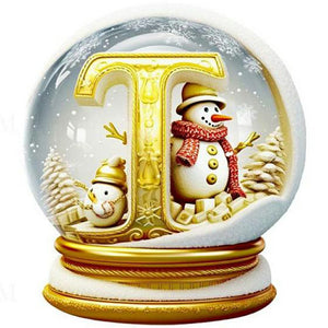 Christmas Crystal Ball With Letter T 30*30CM(Canvas) Full Round Drill Diamond Painting