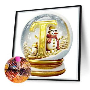 Christmas Crystal Ball With Letter T 30*30CM(Canvas) Full Round Drill Diamond Painting