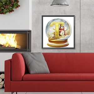 Christmas Crystal Ball With Letter T 30*30CM(Canvas) Full Round Drill Diamond Painting
