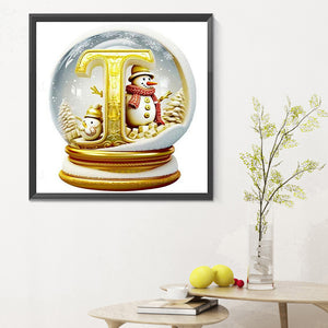 Christmas Crystal Ball With Letter T 30*30CM(Canvas) Full Round Drill Diamond Painting