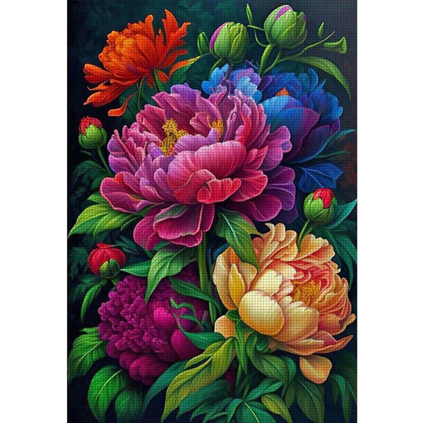 Peony - Full 11CT Counted Cross Stitch 40x60CM - Huacan