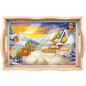 Christmas Diamond Painting Nesting Food Trays with Handle Coffee Table Tray (2)