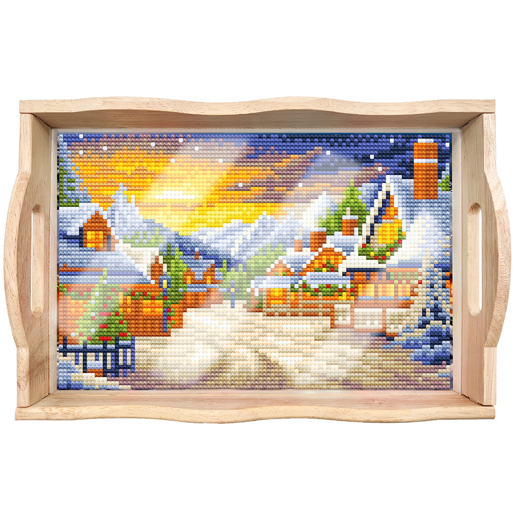 Christmas Diamond Painting Nesting Food Trays with Handle Coffee Table Tray (2)