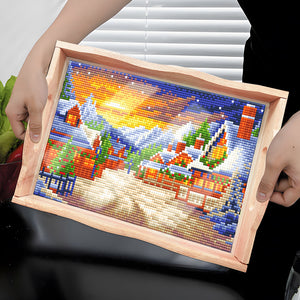 Christmas Diamond Painting Nesting Food Trays with Handle Coffee Table Tray (2)