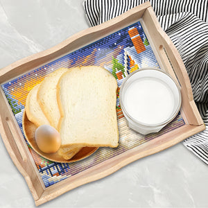 Christmas Diamond Painting Nesting Food Trays with Handle Coffee Table Tray (2)