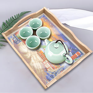 Christmas Diamond Painting Nesting Food Trays with Handle Coffee Table Tray (2)
