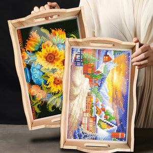 Christmas Diamond Painting Nesting Food Trays with Handle Coffee Table Tray (2)