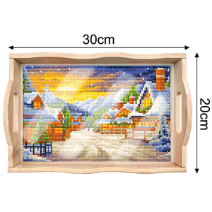 Christmas Diamond Painting Nesting Food Trays with Handle Coffee Table Tray (2)