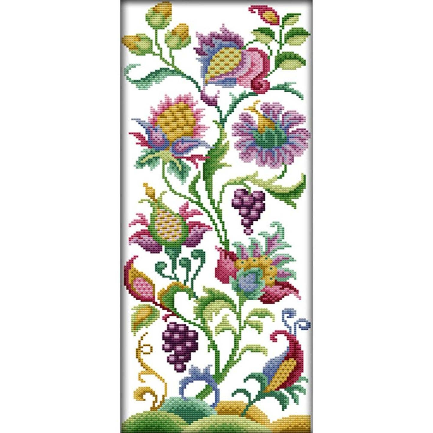 Abstract Flower - Full 14CT Stamped Cross Stitch 19x47CM - Joy Sunday Backstitch