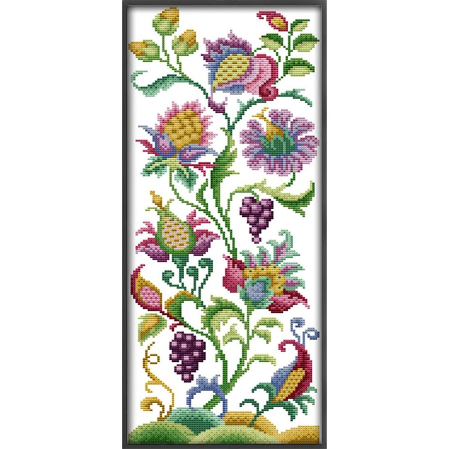 Abstract Flower - Full 14CT Stamped Cross Stitch 19x47CM - Joy Sunday Backstitch