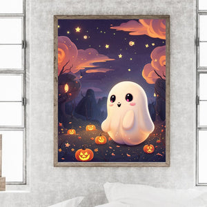 Cute Halloween Ghost 30*40CM(Canvas) Full Round Drill Diamond Painting