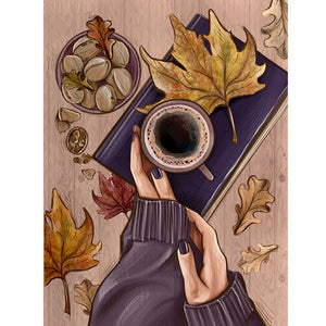 Woman'S Hands And Coffee 30*40CM(Canvas) Full Round Drill Diamond Painting