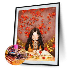 Girl With Autumn Vibe 40*50CM(Canvas) Full Round Drill Diamond Painting