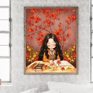 Girl With Autumn Vibe 40*50CM(Canvas) Full Round Drill Diamond Painting