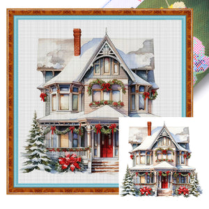 Huancan - Christmas Cottage - 50*50CM 11CT 3 Stamped Cross Stitch